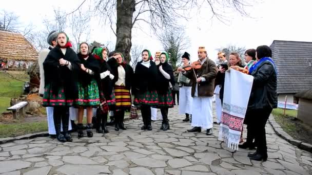 Uzhgorod Ukraine Jan 2018 Vasylya Festival Celebrating Museum Folk Architecture — Stock Video