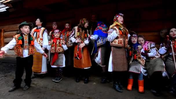 Uzhgorod Ukraina Jan 2018 Vasylyafestivalen Firas Museum Folk Architecture Life — Stockvideo