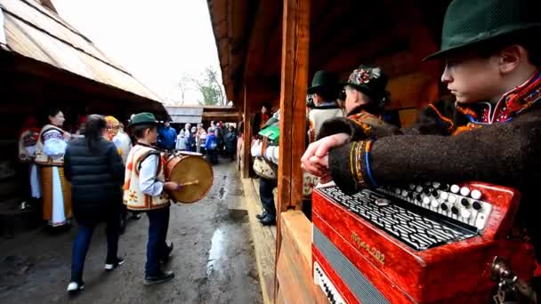 Uzhgorod Ukraine Jan 2018 Vasylya Festival Celebrating Museum Folk Architecture — Stock Video