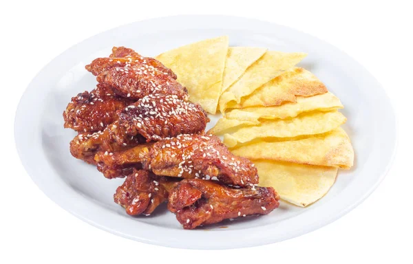 Chicken Wings Spicy Sauce Popular Pub Dish Beautiful Junk Food — Stock Photo, Image