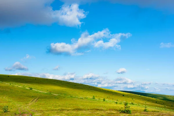 Prachtig Berglandschap Zomer Schoonheid Van Natuur Groen Blauw Weiden Glooiende — Stockfoto