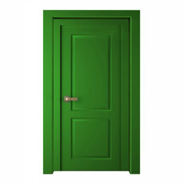 Modern green room door isolated on white background. clipart