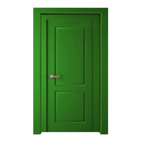 Nowoczesny Pokój Zielony Drzwi Białym Tle — Zdjęcie stockowe