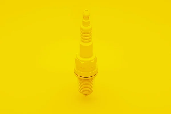 黄色火花塞。3d 插图 — 图库照片
