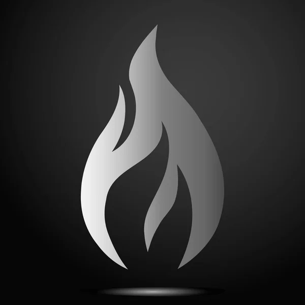 暗い背景に単純な火の炎のアイコン Web サイトのページと携帯アプリ設計ベクトル要素 — ストックベクタ