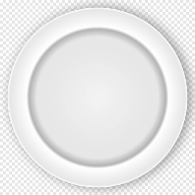 Beyaz ekose desenli arka plan üzerinde izole plaka temiz yemek. Vektör çizim