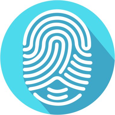 Uzun gölge ile logo veya uygulama simge vektör simgesi parmak izi. Düz tasarım stili