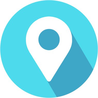 Konumu simgesi. Harita işaretçi simgesi. Simge vektör uzun gölge ile. Düz tasarım stili