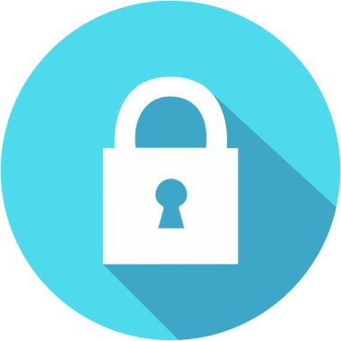 Kilit düz simgesi. Simge vektör uzun gölge ile. Düz tasarım stili