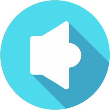 Ses simgesini düz birim işareti uzun gölge ile. Düz tasarım stili