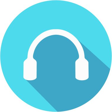 Uzun gölge ile kulaklık simgesi. Düz stil. Vektör çizim