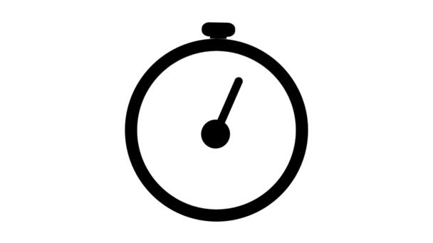 Cronometro piatto animazione icona disegno frecce in movimento su sfondo bianco — Video Stock