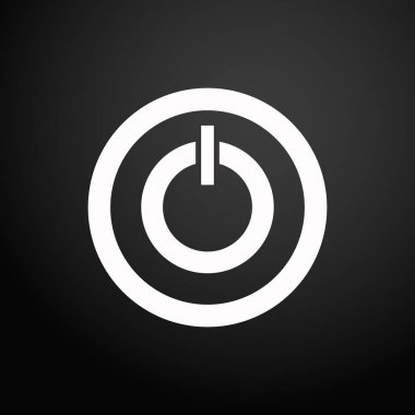 Simge vektör çizim başlatın. Güç işareti. Simgesi kapattı. Güç düğmesi logosu siyah kare zemin üzerine