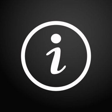 Siyah kare zemin üzerine bilgi simgesi