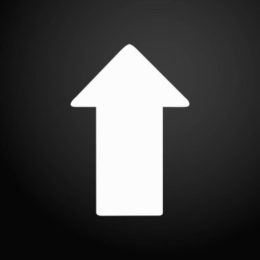 Yukarı ok - vektör illüstrasyon izole düz kare düğmesini beyaz simgesi