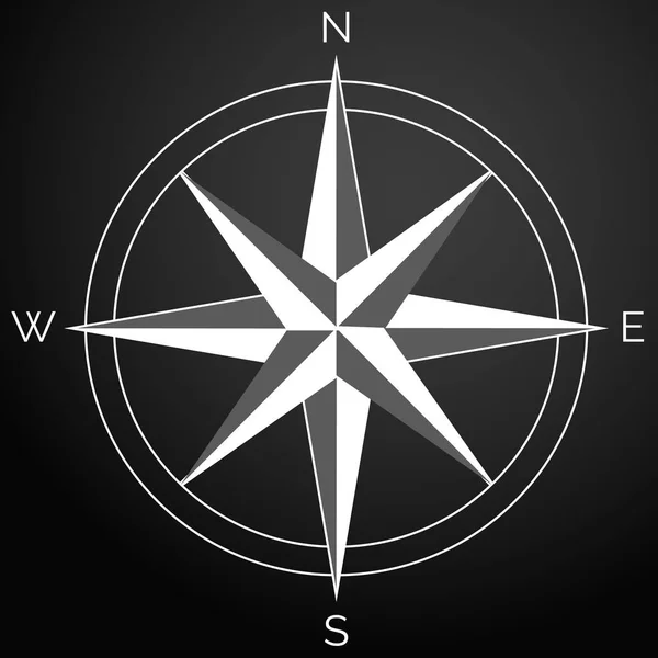 Růžici kompasu, navigační ikony. Vektorové ilustrace, plochý design — Stockový vektor