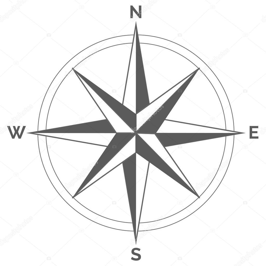 Wind rose on white background. Vector compass design
