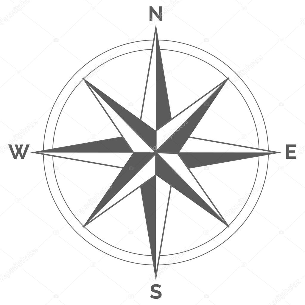 Wind rose on white background. Vector compass design.