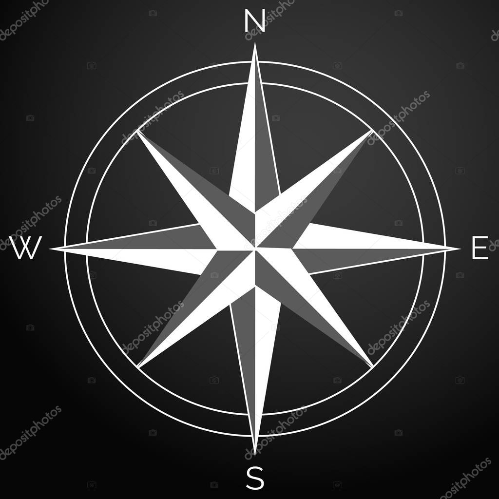 Compass rose, navigation icon. Vector illustration, flat design.