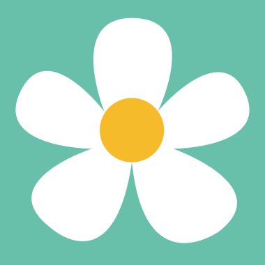 Düz stil beyaz papatya çiçek. Vektör basit örnek