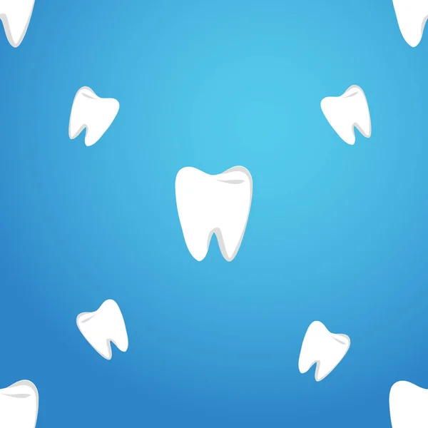 青い背景上の歯とシームレスなパターンをベクトルします。歯のパターン — ストックベクタ