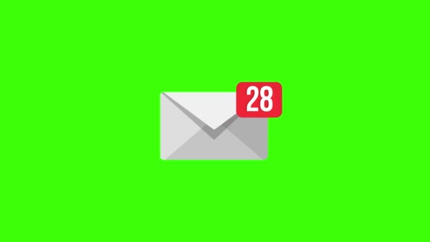 绿色屏幕上的动画邮件图标。4k — 图库视频影像