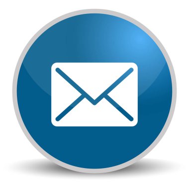 Mavi yuvarlak düğmesi ile posta simgesi web tasarımı için