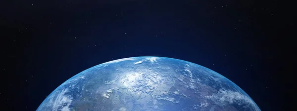 Pohled na modrou planetu zemi z vesmíru. prostorové vykreslování — Stock fotografie