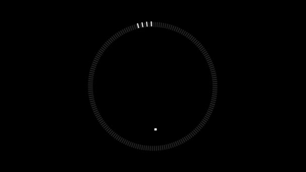 UX Dashed Clock Timer. Un símbolo de carga circular simple y limpio con garrapatas y un temporizador secundario. 8K — Vídeo de stock