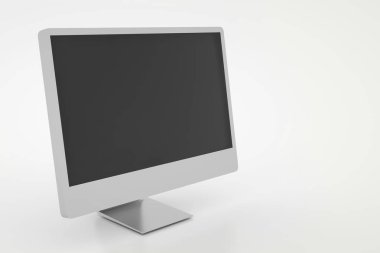 kişisel bilgisayar hepsi bir arada, beyaz arka planda izole. 3D çizim