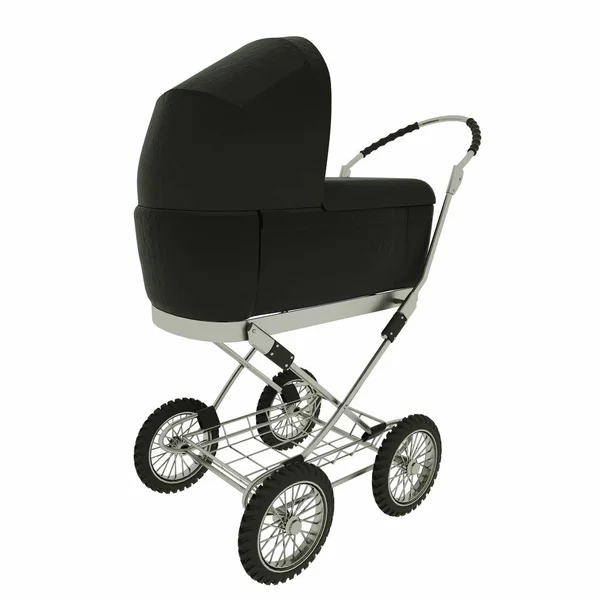 Retro baby stroller isolated on white background. 3d rendering — Stock Photo, Image