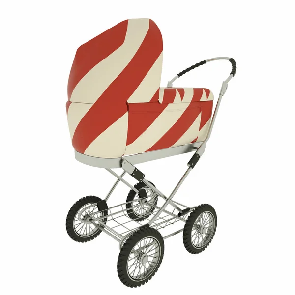 Retro baby stroller isolated on white background. 3d rendering — Stock Photo, Image