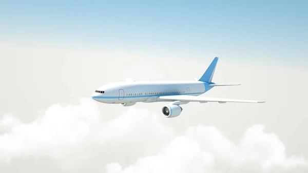 Avión volando por encima de las nubes - Representación 3D —  Fotos de Stock