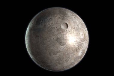 Ceres dwarf planet in its own orbit in the outer space. 3D render clipart