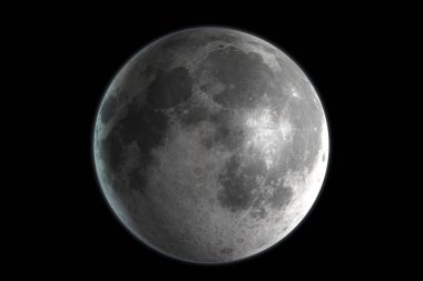 Dış uzayda gerçekçi ay. Yüksek ayrıntılı doku. 3d Render