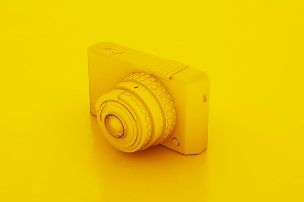 Câmera compacta amarela. Ilustração 3D — Fotografia de Stock