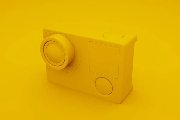 Câmera de ação amarela isolada. Ilustração 3D — Fotografia de Stock