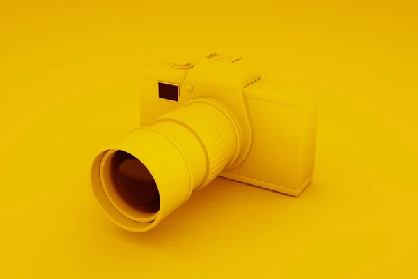 노란색 디지털 Dlsr 카메라. 3D 일러스트레이션 — 스톡 사진