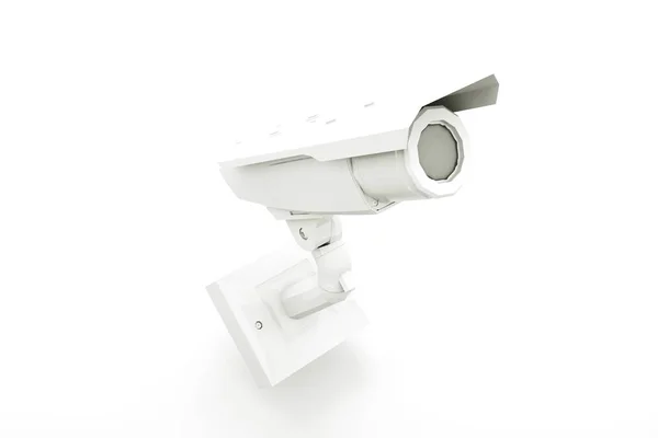 Белая камера видеонаблюдения или камера безопасности. 3D иллюстрация — стоковое фото
