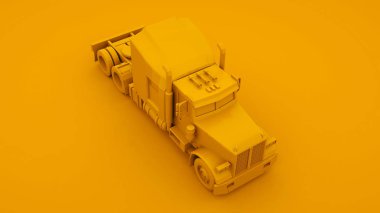 Sarı Amerikan kamyonu. Minimal fikir kavramı. 3d illüstrasyon