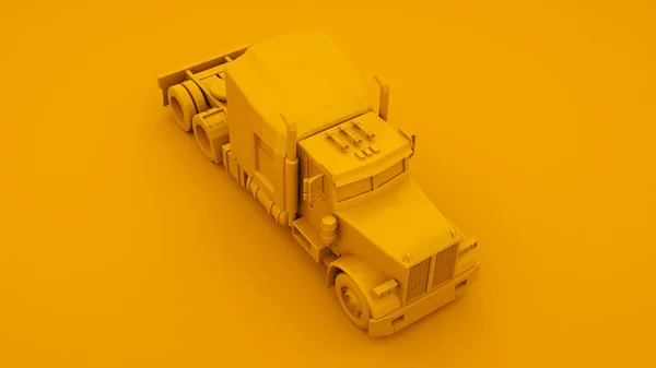 Camião americano amarelo. Conceito de ideia mínima. ilustração 3d — Fotografia de Stock