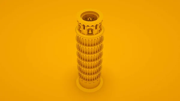 Желтая наклонная башня из Пизы. Минимальная концепция идеи. 3d иллюстрация — стоковое фото