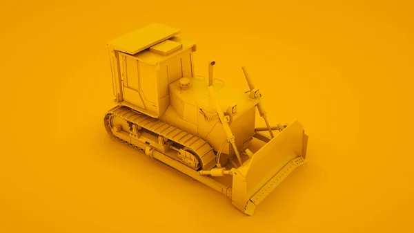 노란색 불도저. 최소한의 아이디어 개념. 3D 일러스트레이션 — 스톡 사진
