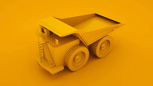 Camión amarillo minero. Concepto de idea mínima. ilustración 3d —  Fotos de Stock