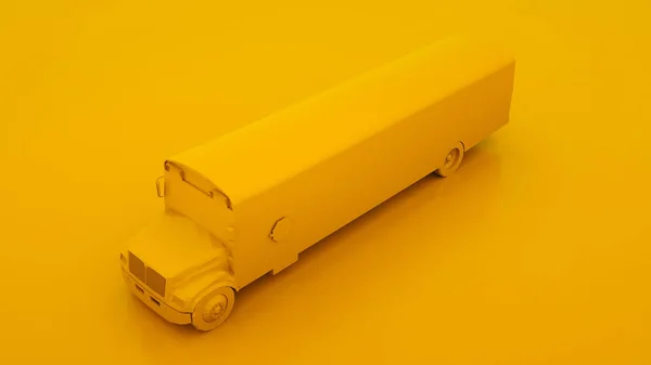Gele schoolbus. Minimale idee concept. 3D-illustratie — Stockfoto