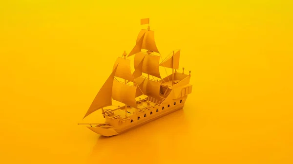 Het oude schip geïsoleerd. Minimaal ideeënconcept. 3d illustratie — Stockfoto