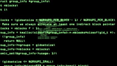 Kamera yazılım kaynak kodu parçaları arasında hareket. Sanal alanda bilgisayar program kodu