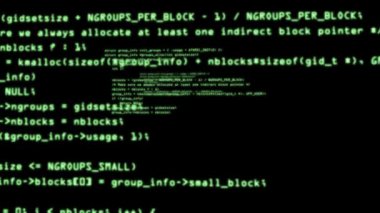 Kamera yazılım kaynak kodu parçaları arasında hareket. Sanal alanda bilgisayar program kodu