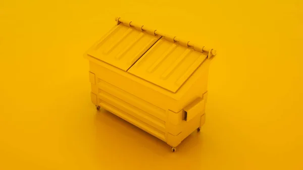 Lixo amarelo isolado. Conceito de ideia mínima. ilustração 3d — Fotografia de Stock