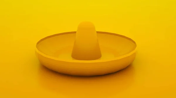 Mexicaanse hoed sombrero op gele achtergrond. 3d illustratie — Stockfoto